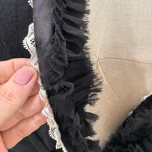 Peck & Peck Collection Size XL Cardigan Sweater Wool Cashmere Black Ruffle Lace - Picture 10 of 16